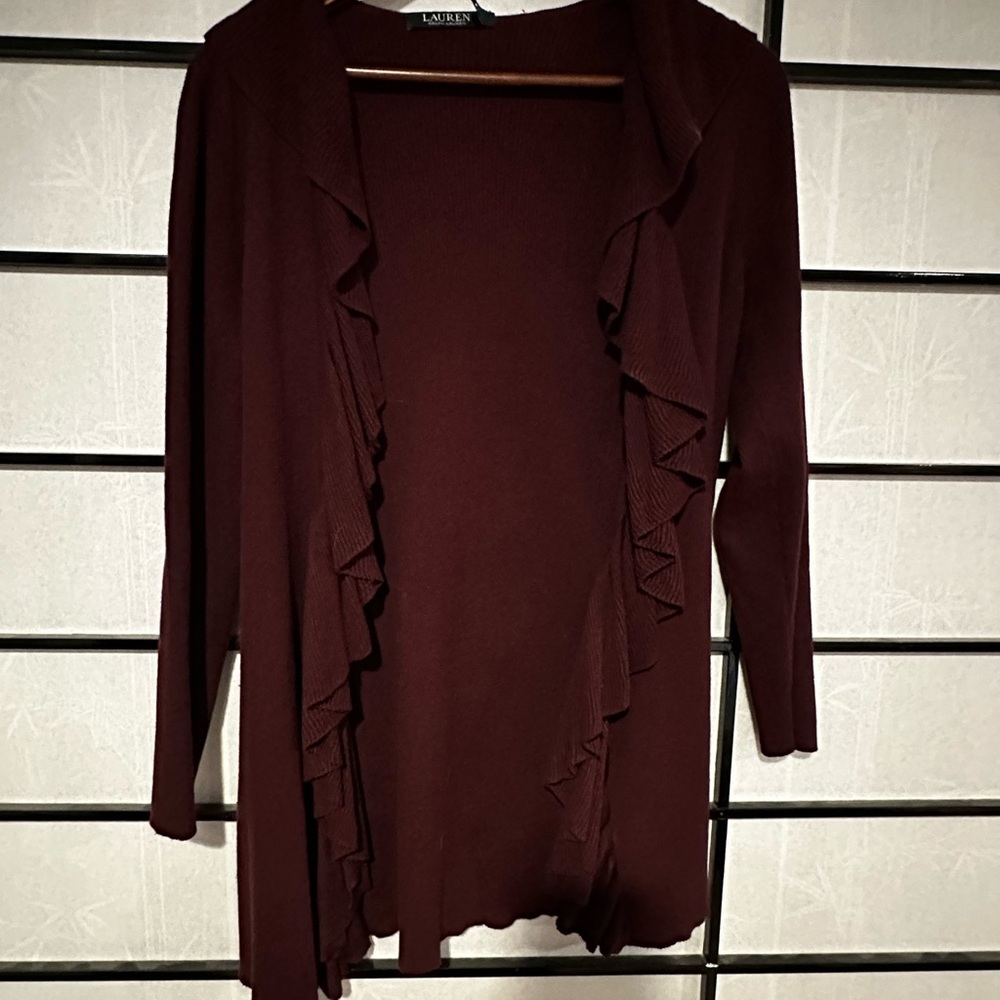 Ralph Lauren Women's Burgundy cardigan size M petite
